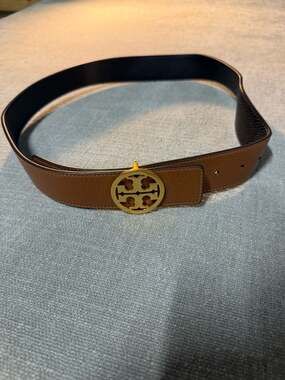 Tory Burch Miller Reversible Leather Logo Belt Size M